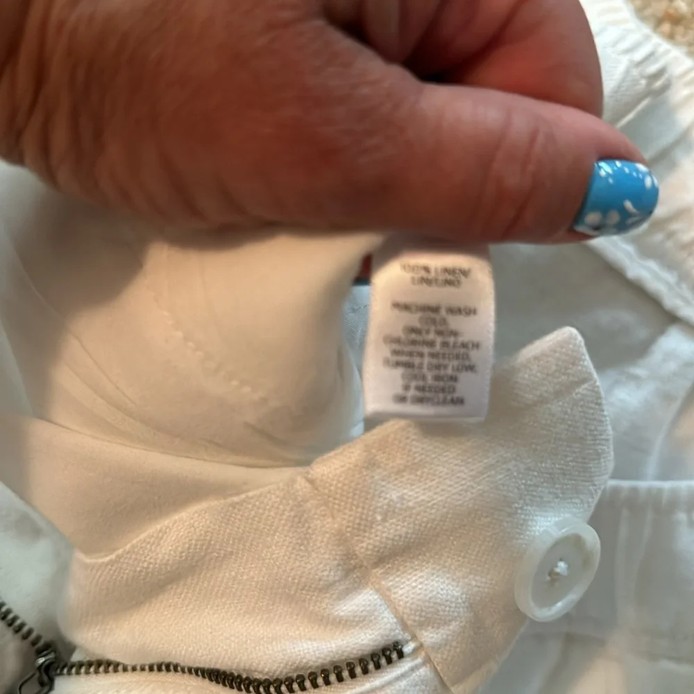 LOFT Wide-leg white linen pants. Size Small. - Picture 4 of 9